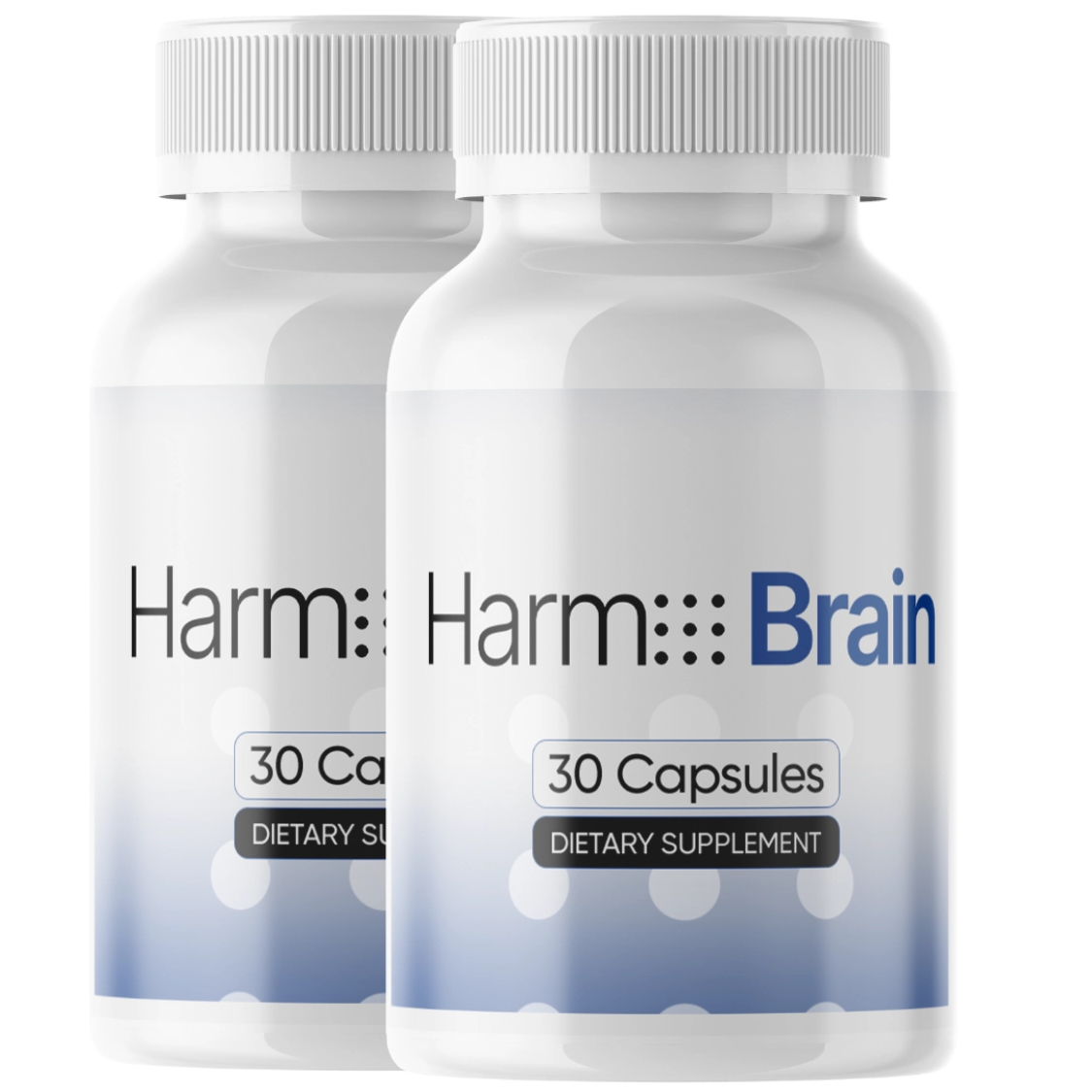 Harmo Brain supplement bottle with natural ingredients for cognitive support.